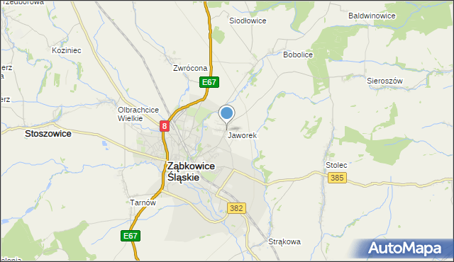 mapa Jaworek, Jaworek gmina Ząbkowice Śląskie na mapie Targeo